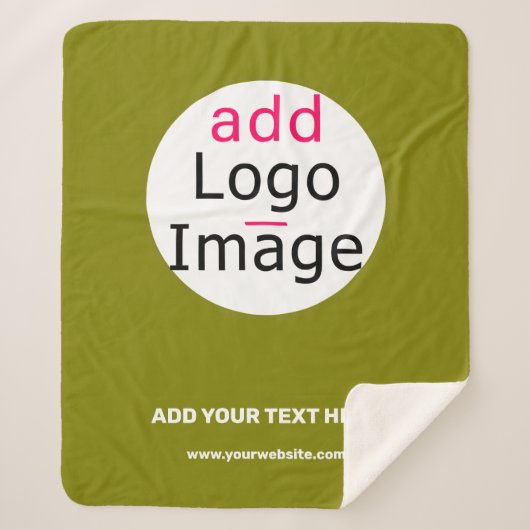 Couverture Sherpa Business Chic Minimal Personnalisable Olive Green (Devant)