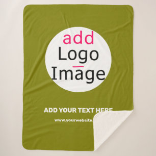 Couverture Sherpa Business Chic Minimal Personnalisé Olive Green Lar