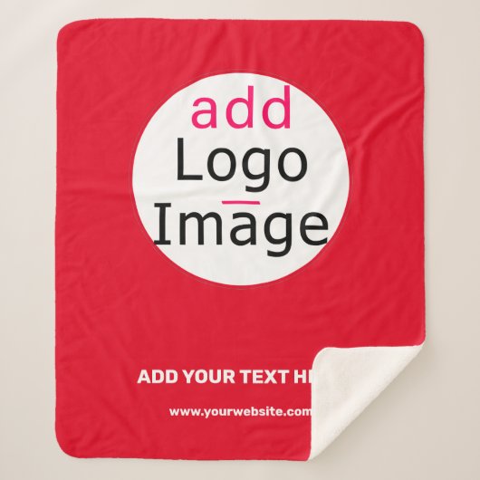 Couverture Sherpa Business Chic Vivid Red Minimal personnalisable (Devant)