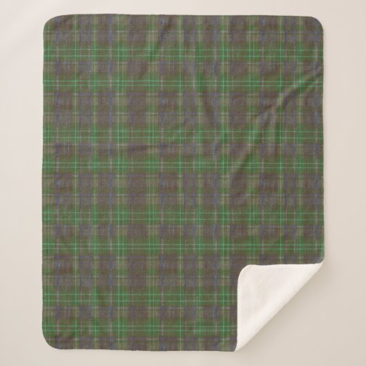 Couverture Sherpa Cabane Tartan Vert Forêt (Devant)