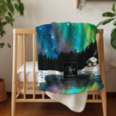 Couverture Sherpa Cabine d'hiver Aurora Northern Lights | Monogramme