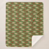 Couverture Sherpa Cabine Motif d'ours vert (Devant)