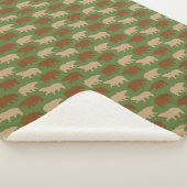Couverture Sherpa Cabine Motif d'ours vert (3/4)
