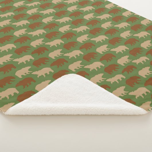 Couverture Sherpa Cabine Motif d'ours vert (3/4)
