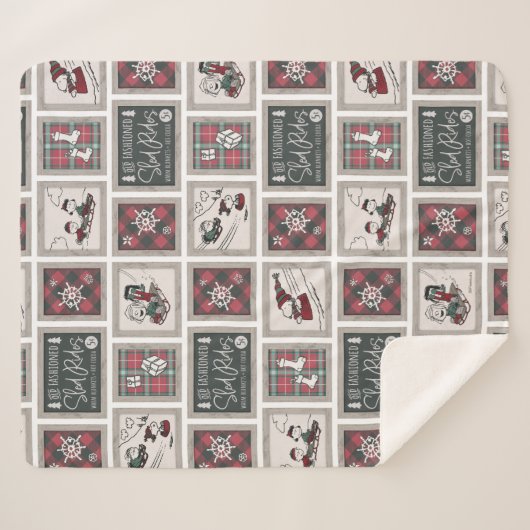 Couverture Sherpa cacahuètes | Ancien Motif de traîneau (Devant (Horizontal))