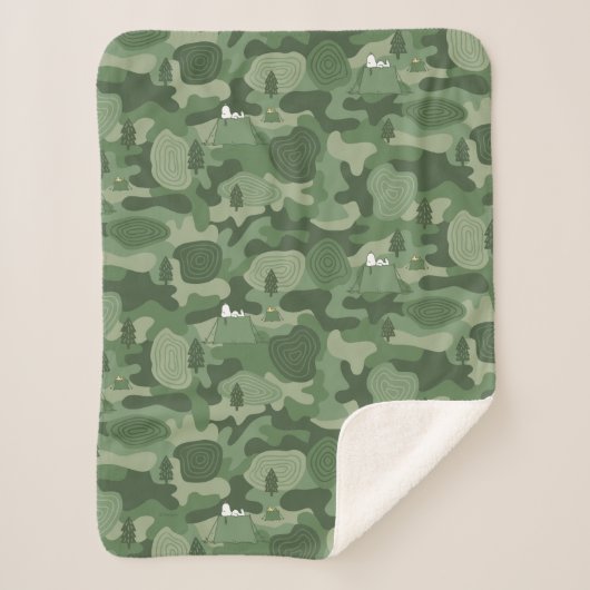 Couverture Sherpa cacahuètes | Camouflage Snoopy & Woodstock (Devant)