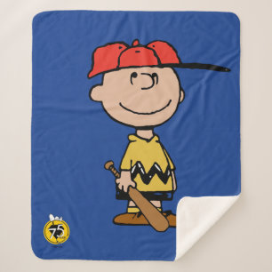 Couverture Sherpa cacahuètes Charlie Brown Baseball Smile