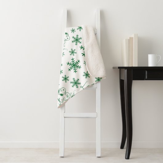 Couverture Sherpa cacahuètes | Christmas Snoopy Let It Snow Motif (En situation)