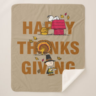 Couverture Sherpa cacahuètes Combo Bon thanksgiving