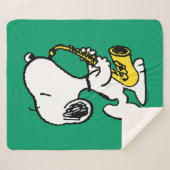 Couverture Sherpa cacahuètes | Lecteur Snoopy Saxophone (Devant (Horizontal))