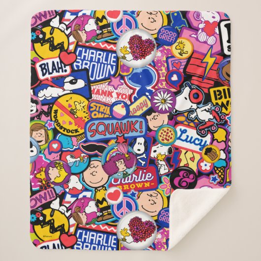 Couverture Sherpa cacahuètes | Motif de patchs Mixtape (Devant)