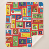 Couverture Sherpa cacahuètes | Motif des timbres de Noël (Devant)