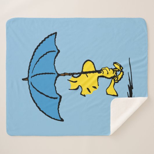 Couverture Sherpa cacahuètes | Parapluie bleu Woodstock (Devant (Horizontal))