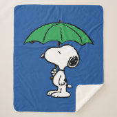Couverture Sherpa cacahuètes | Parapluie vert Snoopy (Devant)