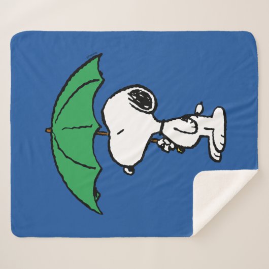 Couverture Sherpa cacahuètes | Parapluie vert Snoopy (Devant (Horizontal))