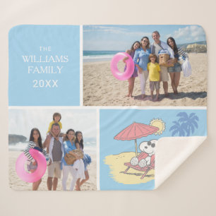 Couverture Sherpa cacahuètes   Snoopy Beach   Ajouter Votre Nom Et P