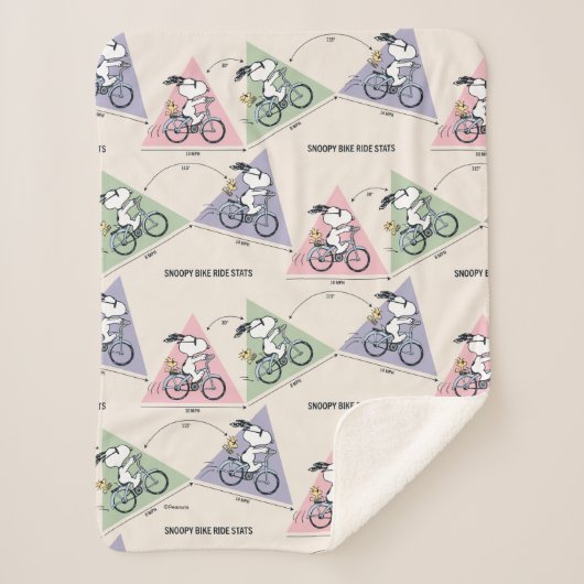 Couverture Sherpa cacahuètes | Snoopy Bike Ride Stats (Devant)