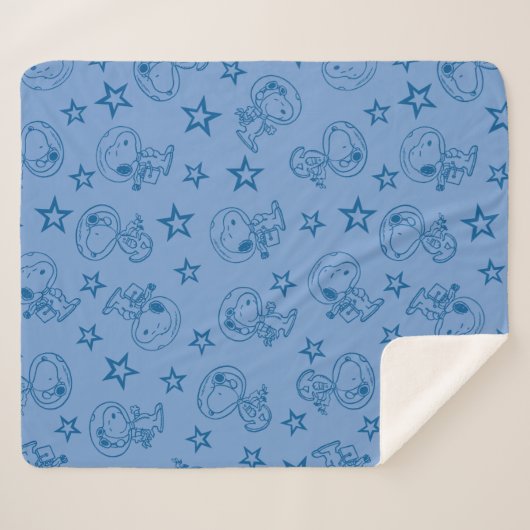Couverture Sherpa cacahuètes | Snoopy Blue Space Astronaut Motif (Devant (Horizontal))