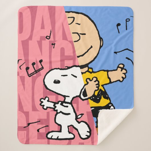 Couverture Sherpa cacahuètes | Snoopy & Charlie Danse Brown mi-mi-mi (Devant)
