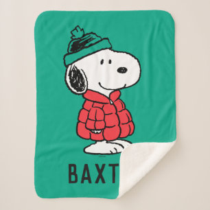 Couverture Sherpa cacahuètes   Snoopy Chat d'hiver et Casquette