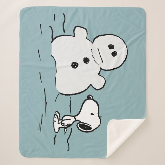 Couverture Sherpa cacahuètes | Snoopy Construit Un Snowman (Devant)