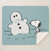 Couverture Sherpa cacahuètes | Snoopy Construit Un Snowman (Devant (Horizontal))