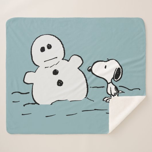 Couverture Sherpa cacahuètes | Snoopy Construit Un Snowman (Devant (Horizontal))