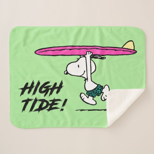 Couverture Sherpa cacahuètes | Snoopy Courir sur le Surf (Devant (Horizontal))
