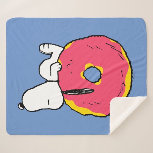 Couverture Sherpa cacahuètes | Snoopy Donut rose (Devant (Horizontal))