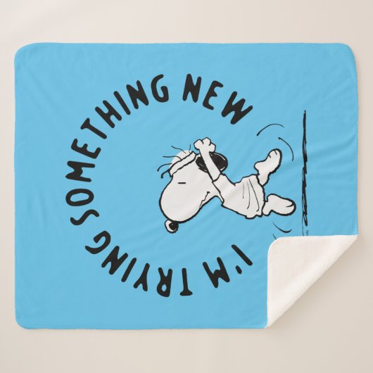Couverture Sherpa cacahuètes | Snoopy Essayer Quelque Chose De Nouve (Devant (Horizontal))