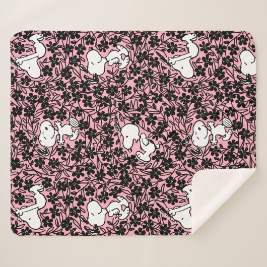 Couverture Sherpa cacahuètes | Snoopy Flower Vine Motif (Devant (Horizontal))