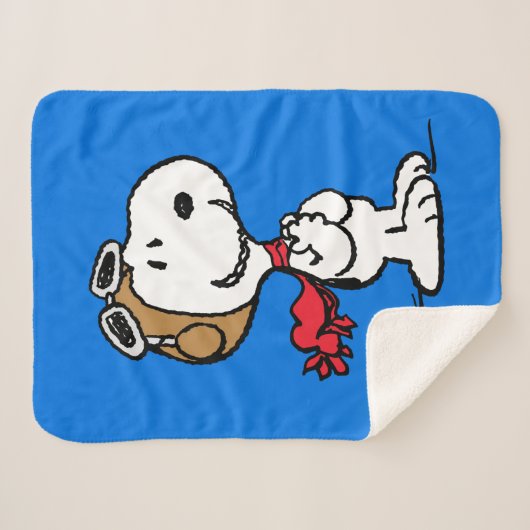 Couverture Sherpa cacahuètes | Snoopy L'As Volant (Devant (Horizontal))