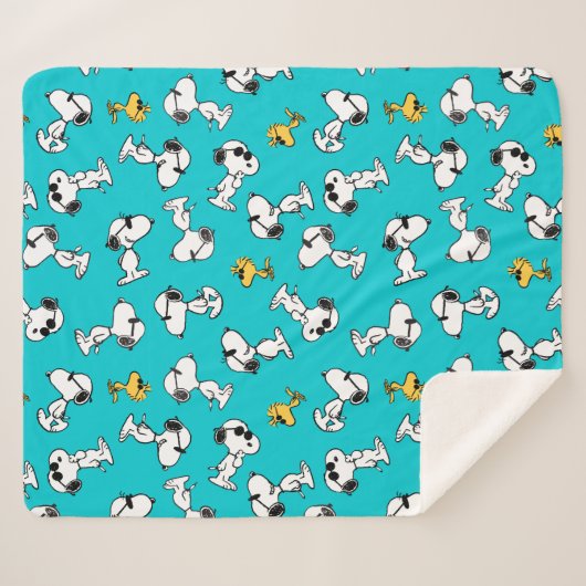 Couverture Sherpa cacahuètes | Snoopy & Lunettes de soleil Motif (Devant (Horizontal))