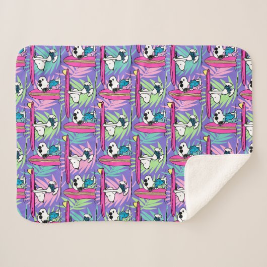Couverture Sherpa cacahuètes | Snoopy Purple Surf Motif (Devant (Horizontal))