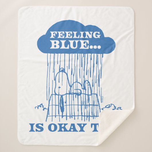 Couverture Sherpa cacahuètes | Snoopy Sentiment Bleu Est OK Aussi (Devant)