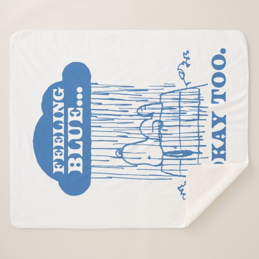 Couverture Sherpa cacahuètes | Snoopy Sentiment Bleu Est OK Aussi (Devant (Horizontal))