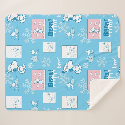 Couverture Sherpa cacahuètes | Snoopy Snow Day Motif (Devant (Horizontal))