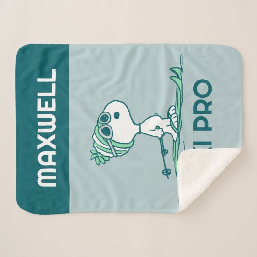Couverture Sherpa cacahuètes | Snoopy sur Skis (Devant (Horizontal))