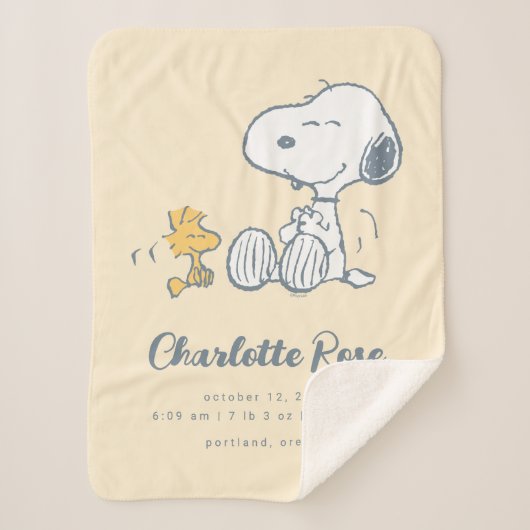 Couverture Sherpa cacahuètes | Snoopy & Woodstock Baby (Devant)