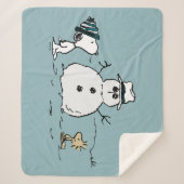 Couverture Sherpa cacahuètes | Snoopy & Woodstock Build A Snowman (Devant)