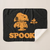 Couverture Sherpa cacahuètes | Snoopy & Woodstock Éffrayant (Devant (Horizontal))
