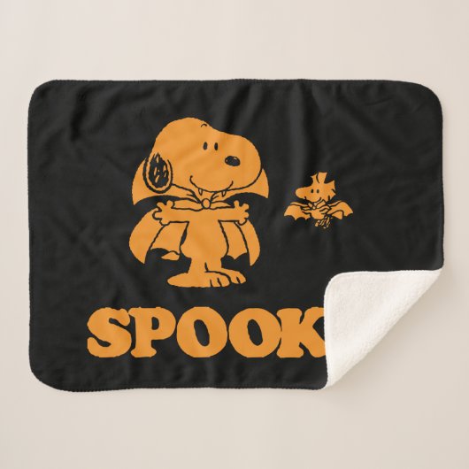 Couverture Sherpa cacahuètes | Snoopy & Woodstock Éffrayant (Devant (Horizontal))