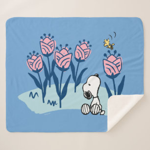 Couverture Sherpa cacahuètes Snoopy & Woodstock Flower Garden