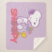 Couverture Sherpa cacahuètes | Snoopy & Woodstock Flowers (Devant)