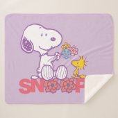 Couverture Sherpa cacahuètes | Snoopy & Woodstock Flowers (Devant (Horizontal))