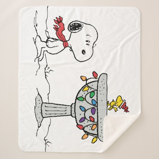 Couverture Sherpa cacahuètes | Snoopy & Woodstock Froid Birdbath (Devant)