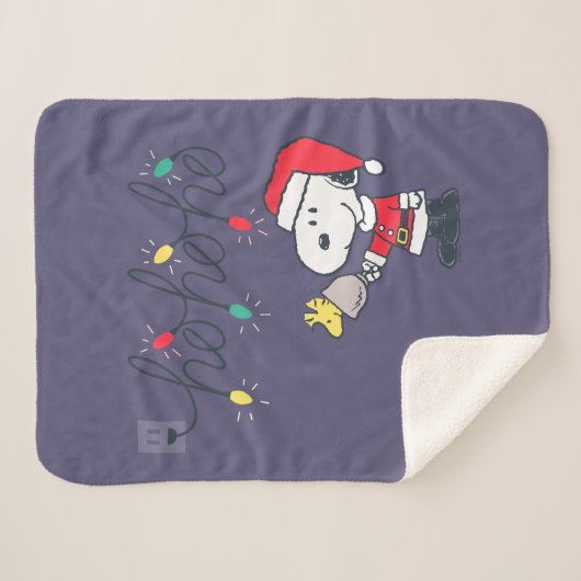 Couverture Sherpa cacahuètes | Snoopy & Woodstock Ho Ho Ho (Devant (Horizontal))
