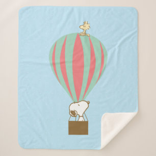Couverture Sherpa cacahuètes   Snoopy & Woodstock Hot Air Balloon