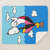Couverture Sherpa cacahuètes | Snoopy & Woodstock Hot Air Balloon (Devant (Horizontal))
