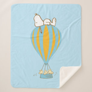 Couverture Sherpa cacahuètes   Snoopy & Woodstock Hot Air Balloon